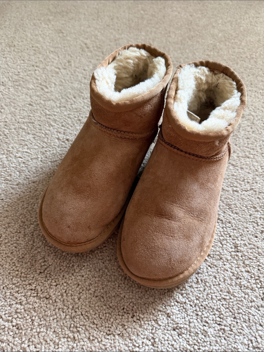 Kids UGG Cozy Shearling-Lined Booties in Chestnut Brown Size 4